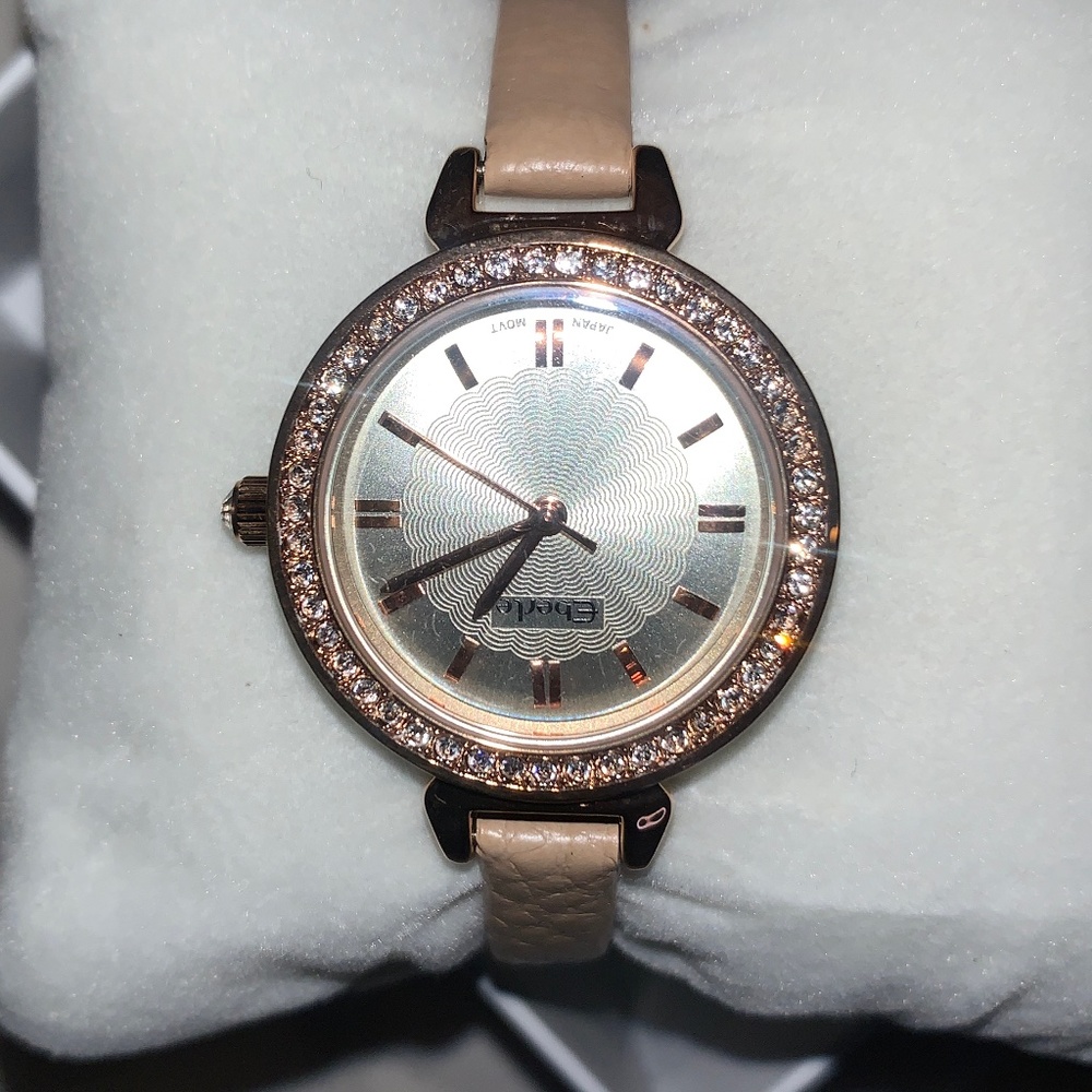 Eberle 29mm Case Crystal Studded Bezel Ladies Watch